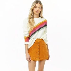 Multicolor Cream 70s Boho Vintage Stripe Sweater